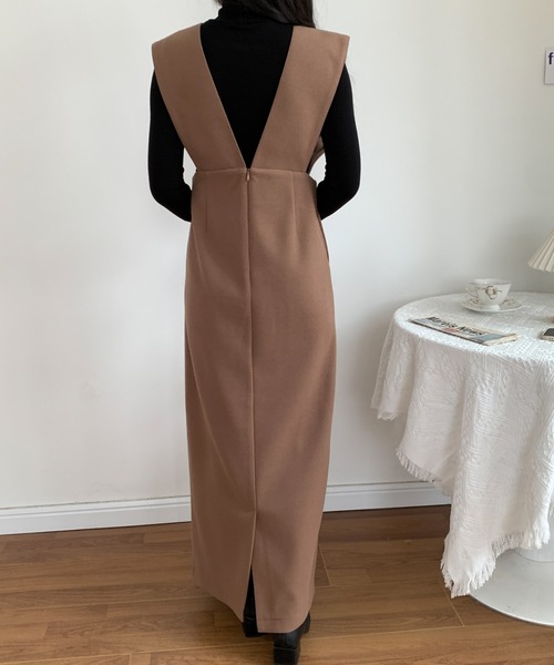 ECLIN（エクラン）の「メルトンスリットジャンパーロングスカート（ジャンパースカート・レディース・チャコールグレー/ブラウン/グレー・M/L）」の15枚目の写真