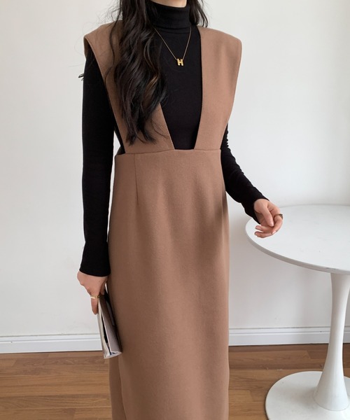 ECLIN（エクラン）の「メルトンスリットジャンパーロングスカート（ジャンパースカート・レディース・チャコールグレー/ブラウン/グレー・M/L）」の20枚目の写真