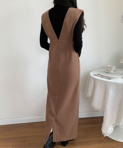 ECLIN（エクラン）の「メルトンスリットジャンパーロングスカート（ジャンパースカート・レディース・チャコールグレー/ブラウン/グレー・M/L）」の21枚目の写真