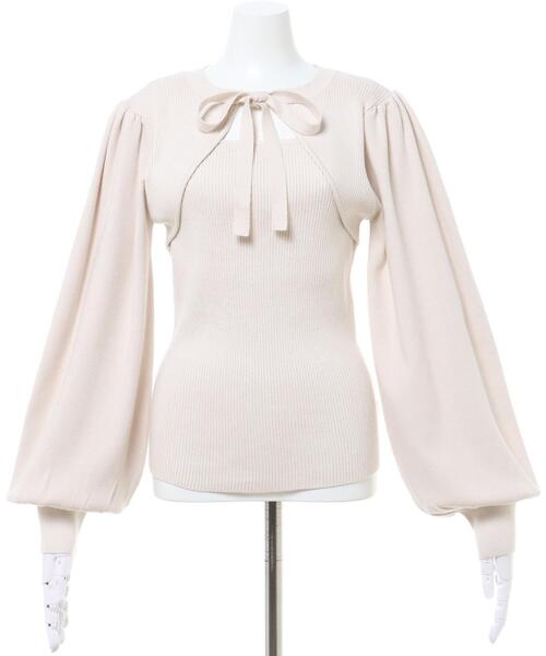 INGNI（イング）の「デコルテオープン／ニット（ニット/セーター・レディース・ブラック/オフホワイト/ボルドー/ブラック×ホワイト/ホワイト×ブラック・M）」の6枚目の写真