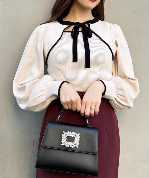 INGNI（イング）の「デコルテオープン／ニット（ニット/セーター・レディース・ブラック/オフホワイト/ボルドー/ブラック×ホワイト/ホワイト×ブラック・M）」の15枚目の写真