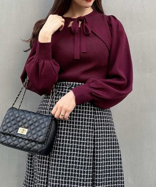 INGNI（イング）の「デコルテオープン／ニット（ニット/セーター・レディース・ブラック/オフホワイト/ボルドー/ブラック×ホワイト/ホワイト×ブラック・M）」の19枚目の写真