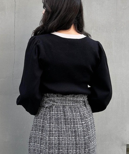 INGNI（イング）の「デコルテオープン／ニット（ニット/セーター・レディース・ブラック/オフホワイト/ボルドー/ブラック×ホワイト/ホワイト×ブラック・M）」の22枚目の写真
