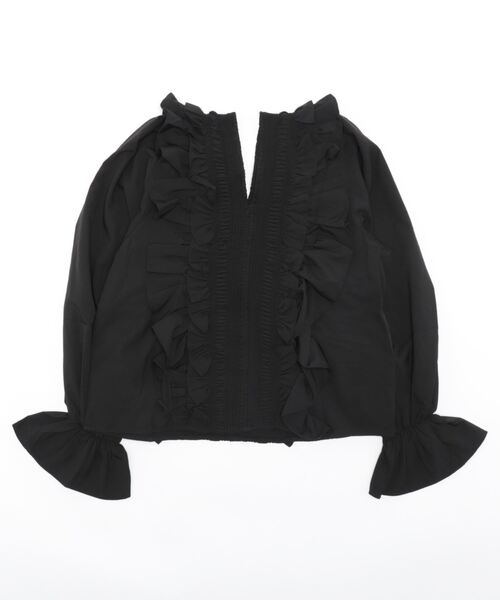 coca（coca）（コカ）の「フリルカラー長袖ブラウス（シャツ/ブラウス・レディース・ホワイト/ブラック・M/L）」の3枚目の写真