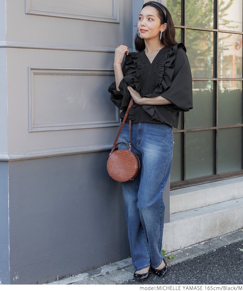 coca（coca）（コカ）の「フリルカラー長袖ブラウス（シャツ/ブラウス・レディース・ホワイト/ブラック・M/L）」の9枚目の写真