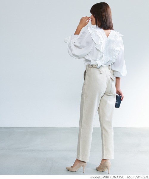 coca（coca）（コカ）の「フリルカラー長袖ブラウス（シャツ/ブラウス・レディース・ホワイト/ブラック・M/L）」の7枚目の写真