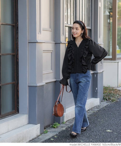 coca（coca）（コカ）の「フリルカラー長袖ブラウス（シャツ/ブラウス・レディース・ホワイト/ブラック・M/L）」の10枚目の写真