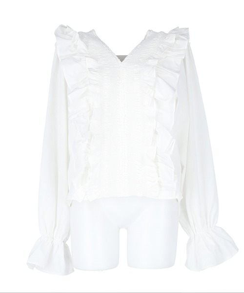 coca（coca）（コカ）の「フリルカラー長袖ブラウス（シャツ/ブラウス・レディース・ホワイト/ブラック・M/L）」の14枚目の写真