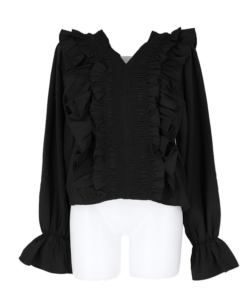 coca（coca）（コカ）の「フリルカラー長袖ブラウス（シャツ/ブラウス・レディース・ホワイト/ブラック・M/L）」の15枚目の写真