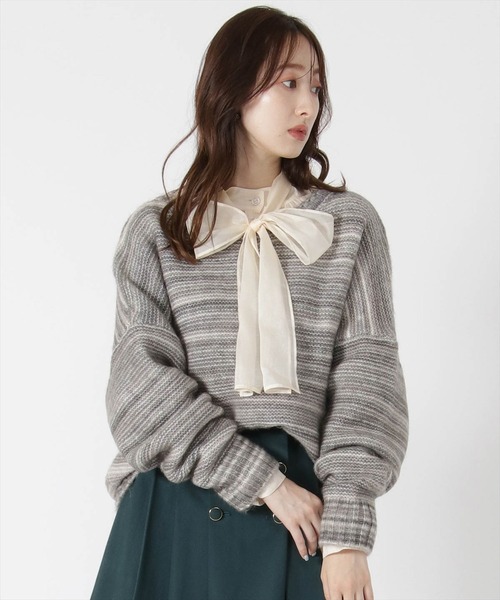 REDYAZEL（レディアゼル）の「ＭＩＸニットプルオーバー（ニット/セーター・レディース・オレンジ/ブラック/グレー・FREE）」の2枚目の写真