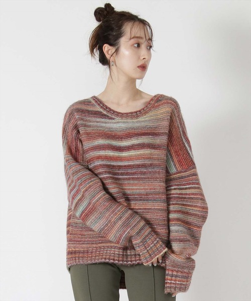 REDYAZEL（レディアゼル）の「ＭＩＸニットプルオーバー（ニット/セーター・レディース・オレンジ/ブラック/グレー・FREE）」の3枚目の写真