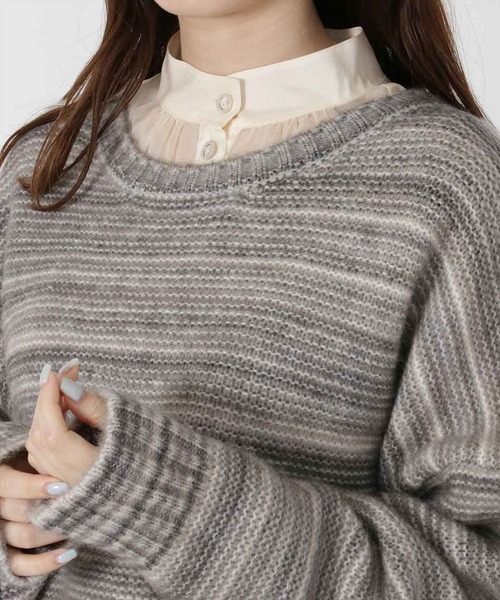 REDYAZEL（レディアゼル）の「ＭＩＸニットプルオーバー（ニット/セーター・レディース・オレンジ/ブラック/グレー・FREE）」の13枚目の写真