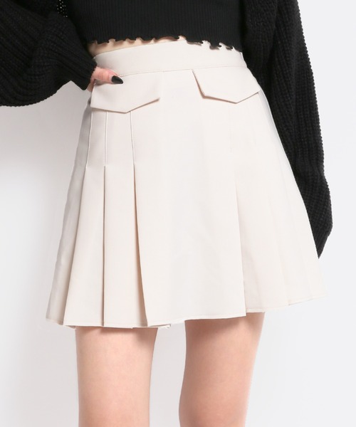 WC（ダブル シー）の「フェイクポケットプリーツスカート（スカート・レディース・ブラック/アイボリー・FREE）」の7枚目の写真