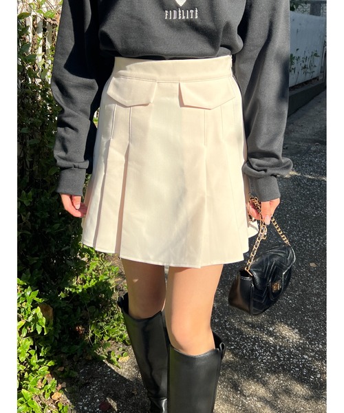WC（ダブル シー）の「フェイクポケットプリーツスカート（スカート・レディース・ブラック/アイボリー・FREE）」の19枚目の写真
