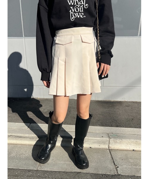 WC（ダブル シー）の「フェイクポケットプリーツスカート（スカート・レディース・ブラック/アイボリー・FREE）」の14枚目の写真