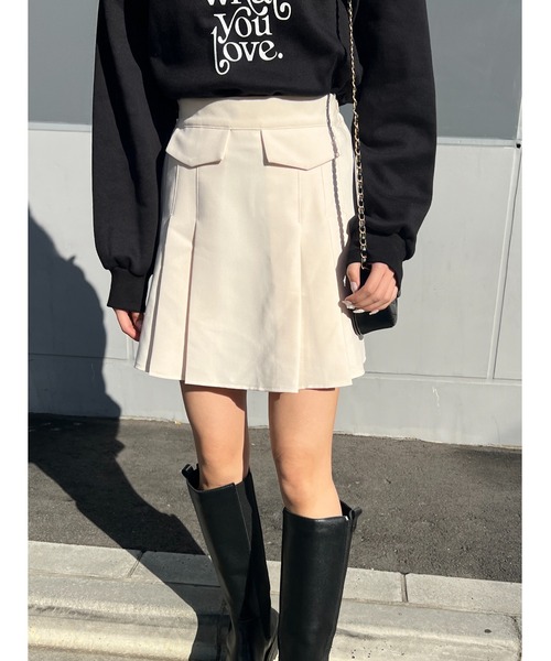 WC（ダブル シー）の「フェイクポケットプリーツスカート（スカート・レディース・ブラック/アイボリー・FREE）」の15枚目の写真