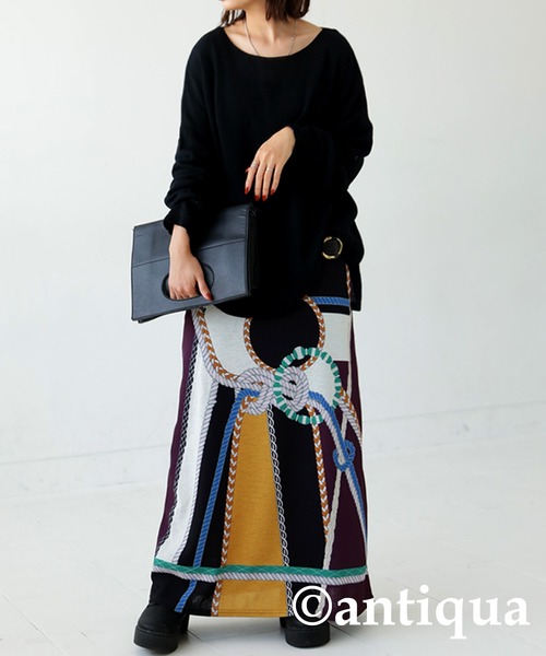 antiqua アンティカ　ロングスカート アンティカ スカート antiqua（アンティカ）の「アンティーク花