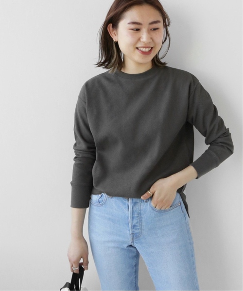 JOURNAL STANDARD relume（ジャーナルスタンダード　レリューム）の「《追加7》TCワッフルロングスリーブTシャツ（Tシャツ/カットソー・レディース・ブラック/ホワイト/チャコールグレー/オートミール・FREE）」の3枚目の写真