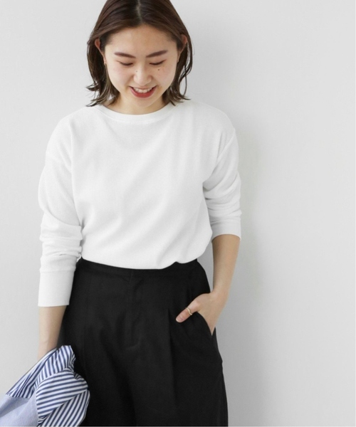 JOURNAL STANDARD relume（ジャーナルスタンダード　レリューム）の「《追加7》TCワッフルロングスリーブTシャツ（Tシャツ/カットソー・レディース・ブラック/ホワイト/チャコールグレー/オートミール・FREE）」の13枚目の写真