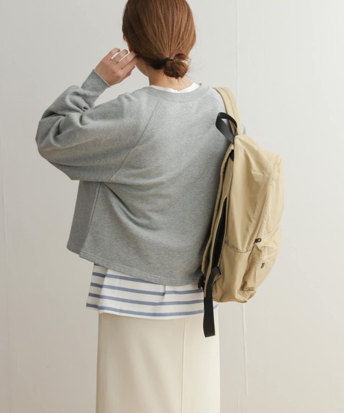 URBAN RESEARCH DOORS（アーバンリサーチドアーズ）の「コットンスウェットラグランショートカーディガン（カーディガン/ボレロ・レディース・アイボリー/グレー系その他/ネイビー・MEDIUM）」の11枚目の写真