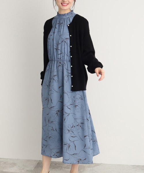 DRESKIP（ドレスキップ）の「◆【いつだって女性らしく】フラワー柄 プチフリル ワンピース（ワンピース・レディース・ブラック系/ブルー系/ホワイト系3・03/02）」の21枚目の写真