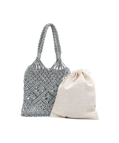 T・S・L(ティーエスエル)の「マクラメ編みフラットトートバッグ(トートバッグ・レディース・オレンジ/アイボリー/ミント/ブラック・FREE)」の22枚目の写真