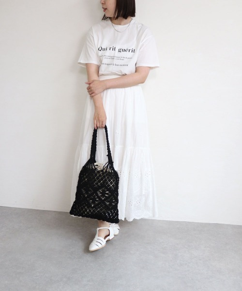 T・S・L(ティーエスエル)の「マクラメ編みフラットトートバッグ(トートバッグ・レディース・オレンジ/アイボリー/ミント/ブラック・FREE)」の8枚目の写真