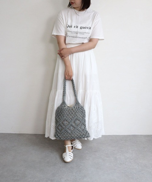 T・S・L(ティーエスエル)の「マクラメ編みフラットトートバッグ(トートバッグ・レディース・オレンジ/アイボリー/ミント/ブラック・FREE)」の12枚目の写真