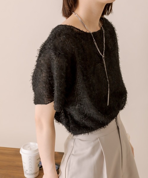 mline（エムライン）の「[mline]フリンジプルオーバー（Tシャツ/カットソー・レディース・オフホワイト/アイボリー/ブラック・FREE）」の3枚目の写真