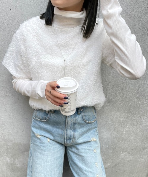 mline（エムライン）の「[mline]フリンジプルオーバー（Tシャツ/カットソー・レディース・オフホワイト/アイボリー/ブラック・FREE）」の5枚目の写真