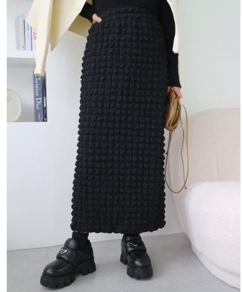 TRUNC(トランクエイティーエイト)の「Popcorn Straight Skirt(スカート・レディース・マスタード/ブラック・FREE)」の1枚目の写真