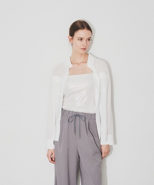 cloenc（クロエンス）の「◆スリットスリーブシアーシャツ（シャツ/ブラウス・レディース・ネイビー/ホワイト・00）」の3枚目の写真