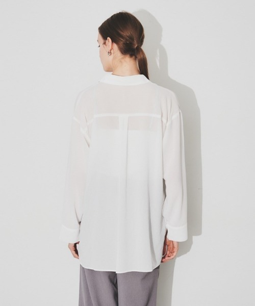 cloenc（クロエンス）の「◆スリットスリーブシアーシャツ（シャツ/ブラウス・レディース・ネイビー/ホワイト・00）」の5枚目の写真
