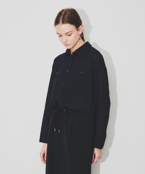 cloenc（クロエンス）の「◆スリットスリーブシアーシャツ（シャツ/ブラウス・レディース・ネイビー/ホワイト・00）」の10枚目の写真