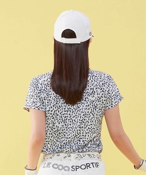le coq sportif GOLF（ルコックスポルティフゴルフ）の「小柄プリント半袖ポロシャツ (吸汗速乾/ストレッチ/UV CUT(UPF50) ゴルフウエア レディース（ポロシャツ・レディース・ブルー/ピンク/ネイビー・L/XL/M/S）」の5枚目の写真