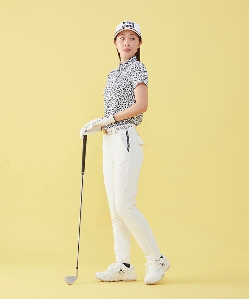 le coq sportif GOLF（ルコックスポルティフゴルフ）の「小柄プリント半袖ポロシャツ (吸汗速乾/ストレッチ/UV CUT(UPF50) ゴルフウエア レディース（ポロシャツ・レディース・ブルー/ピンク/ネイビー・L/XL/M/S）」の8枚目の写真