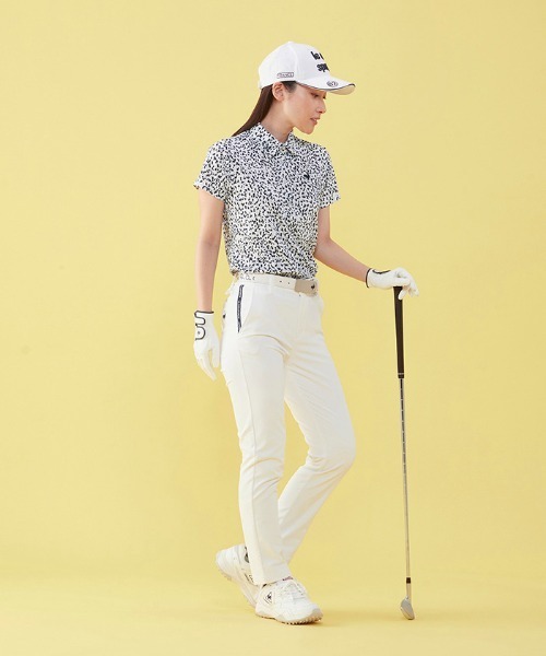 le coq sportif GOLF（ルコックスポルティフゴルフ）の「小柄プリント半袖ポロシャツ (吸汗速乾/ストレッチ/UV CUT(UPF50) ゴルフウエア レディース（ポロシャツ・レディース・ブルー/ピンク/ネイビー・L/XL/M/S）」の10枚目の写真