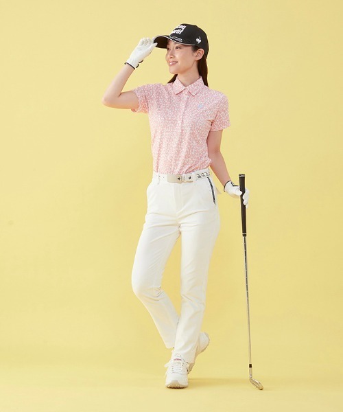 le coq sportif GOLF（ルコックスポルティフゴルフ）の「小柄プリント半袖ポロシャツ (吸汗速乾/ストレッチ/UV CUT(UPF50) ゴルフウエア レディース（ポロシャツ・レディース・ブルー/ピンク/ネイビー・L/XL/M/S）」の17枚目の写真