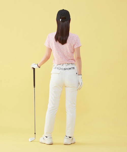 le coq sportif GOLF（ルコックスポルティフゴルフ）の「小柄プリント半袖ポロシャツ (吸汗速乾/ストレッチ/UV CUT(UPF50) ゴルフウエア レディース（ポロシャツ・レディース・ブルー/ピンク/ネイビー・L/XL/M/S）」の18枚目の写真