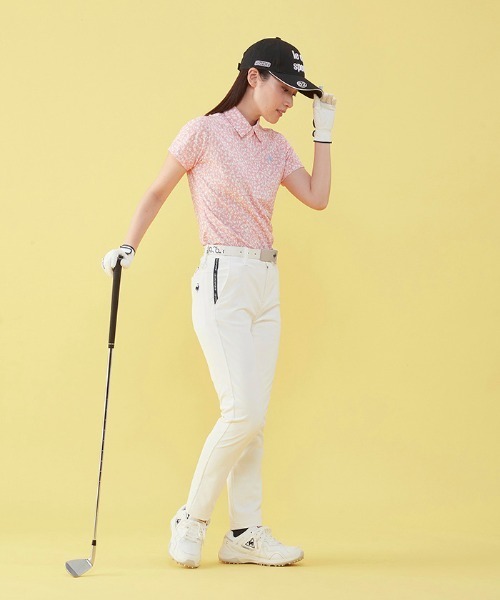 le coq sportif GOLF（ルコックスポルティフゴルフ）の「小柄プリント半袖ポロシャツ (吸汗速乾/ストレッチ/UV CUT(UPF50) ゴルフウエア レディース（ポロシャツ・レディース・ブルー/ピンク/ネイビー・L/XL/M/S）」の19枚目の写真