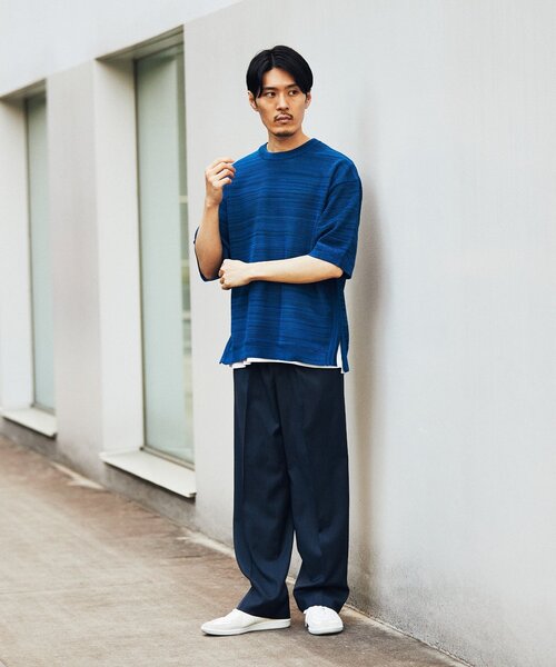 EDIFICE（エディフィス）の「スポンディッシュ リラックス メランジニット Tシャツ（ニット/セーター・メンズ・イエロー系その他/ベージュ系その他/ブルー系その他・LARGE/MEDIUM/SMALL）」の7枚目の写真