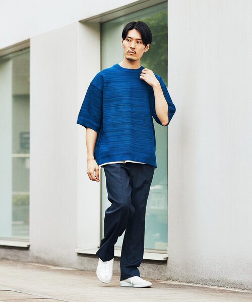 EDIFICE（エディフィス）の「スポンディッシュ リラックス メランジニット Tシャツ（ニット/セーター・メンズ・イエロー系その他/ベージュ系その他/ブルー系その他・LARGE/MEDIUM/SMALL）」の8枚目の写真