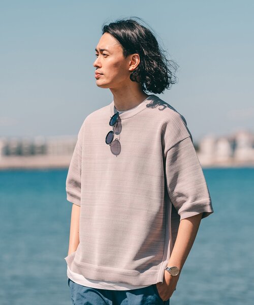 EDIFICE（エディフィス）の「スポンディッシュ リラックス メランジニット Tシャツ（ニット/セーター・メンズ・イエロー系その他/ベージュ系その他/ブルー系その他・LARGE/MEDIUM/SMALL）」の11枚目の写真