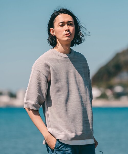 EDIFICE（エディフィス）の「スポンディッシュ リラックス メランジニット Tシャツ（ニット/セーター・メンズ・イエロー系その他/ベージュ系その他/ブルー系その他・LARGE/MEDIUM/SMALL）」の13枚目の写真