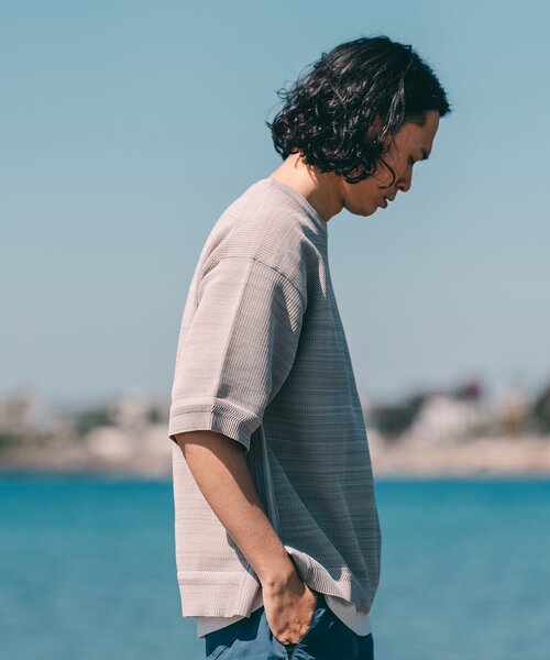 EDIFICE（エディフィス）の「スポンディッシュ リラックス メランジニット Tシャツ（ニット/セーター・メンズ・イエロー系その他/ベージュ系その他/ブルー系その他・LARGE/MEDIUM/SMALL）」の14枚目の写真