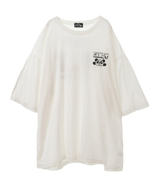 Candy Stripper（キャンディストリッパー）の「CAN'T STOP!! BIG Tシャツ（Tシャツ/カットソー・レディース・オフホワイト/ブラック/ライトピンク/ライトブルー・2）」の6枚目の写真