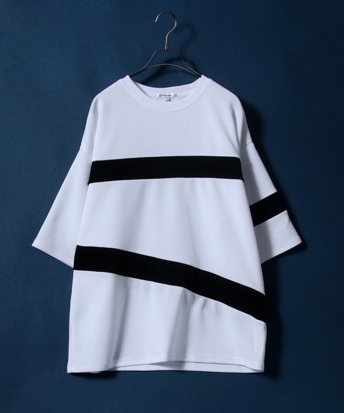 ANPAS（アンパス）の「Amunzen Color Switching Design Oversized T-shirt/梨地 切り替え ビッグシルエット Tシャツ（Tシャツ/カットソー・メンズ・ブラック系その他2/ブラック系その他/ホワイト系その他2/ホワイト系その他/ブラック系その他4/ブラック系その他3/ホワイト系その他3/ホワイト系その他4・M/L）」の2枚目の写真