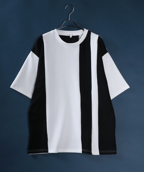 ANPAS（アンパス）の「Amunzen Color Switching Design Oversized T-shirt/梨地 切り替え ビッグシルエット Tシャツ（Tシャツ/カットソー・メンズ・ブラック系その他2/ブラック系その他/ホワイト系その他2/ホワイト系その他/ブラック系その他4/ブラック系その他3/ホワイト系その他3/ホワイト系その他4・M/L）」の3枚目の写真