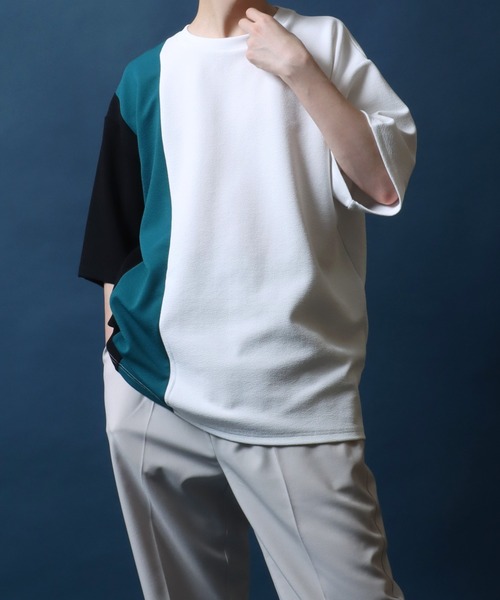 ANPAS（アンパス）の「Amunzen Color Switching Design Oversized T-shirt/梨地 切り替え ビッグシルエット Tシャツ（Tシャツ/カットソー・メンズ・ブラック系その他2/ブラック系その他/ホワイト系その他2/ホワイト系その他/ブラック系その他4/ブラック系その他3/ホワイト系その他3/ホワイト系その他4・M/L）」の21枚目の写真