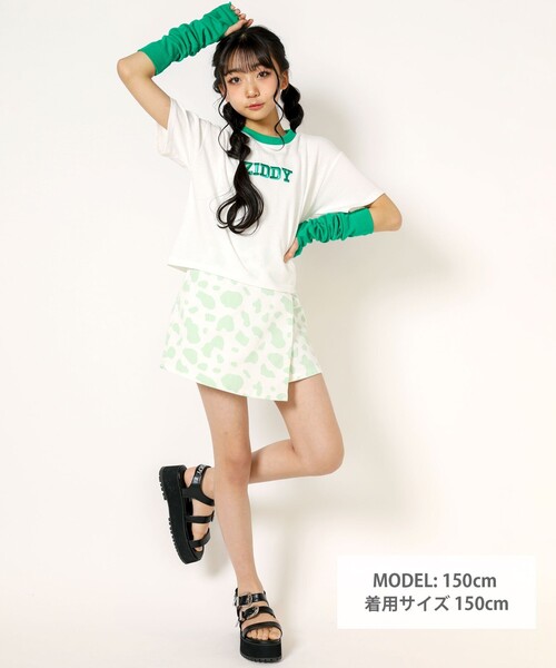 ZIDDY（ジディ）の「ホルスタイン柄コットンラップスカパン(130~160cm)（スカート・キッズ・グリーン/グレー・150/130/140/160）」の6枚目の写真